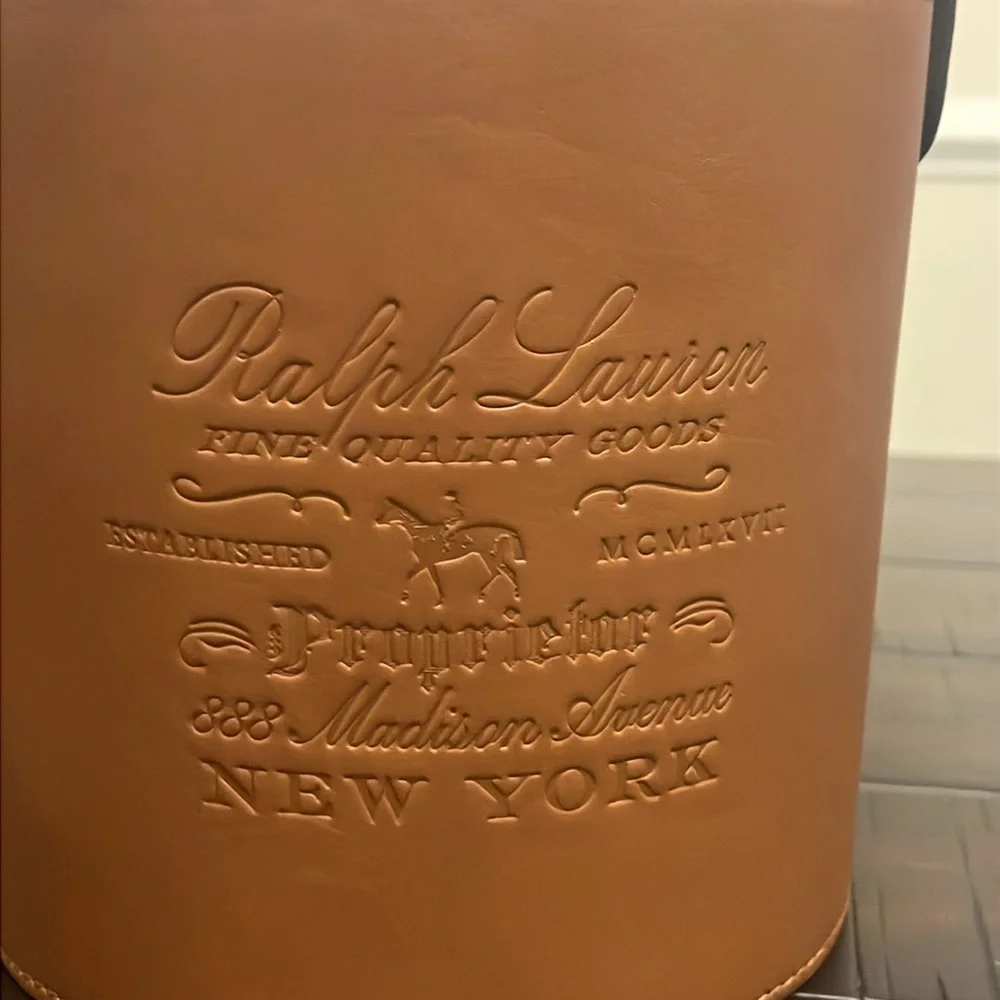 Ralph Lauren Cantwell Saddle Leather Ice Bucket new